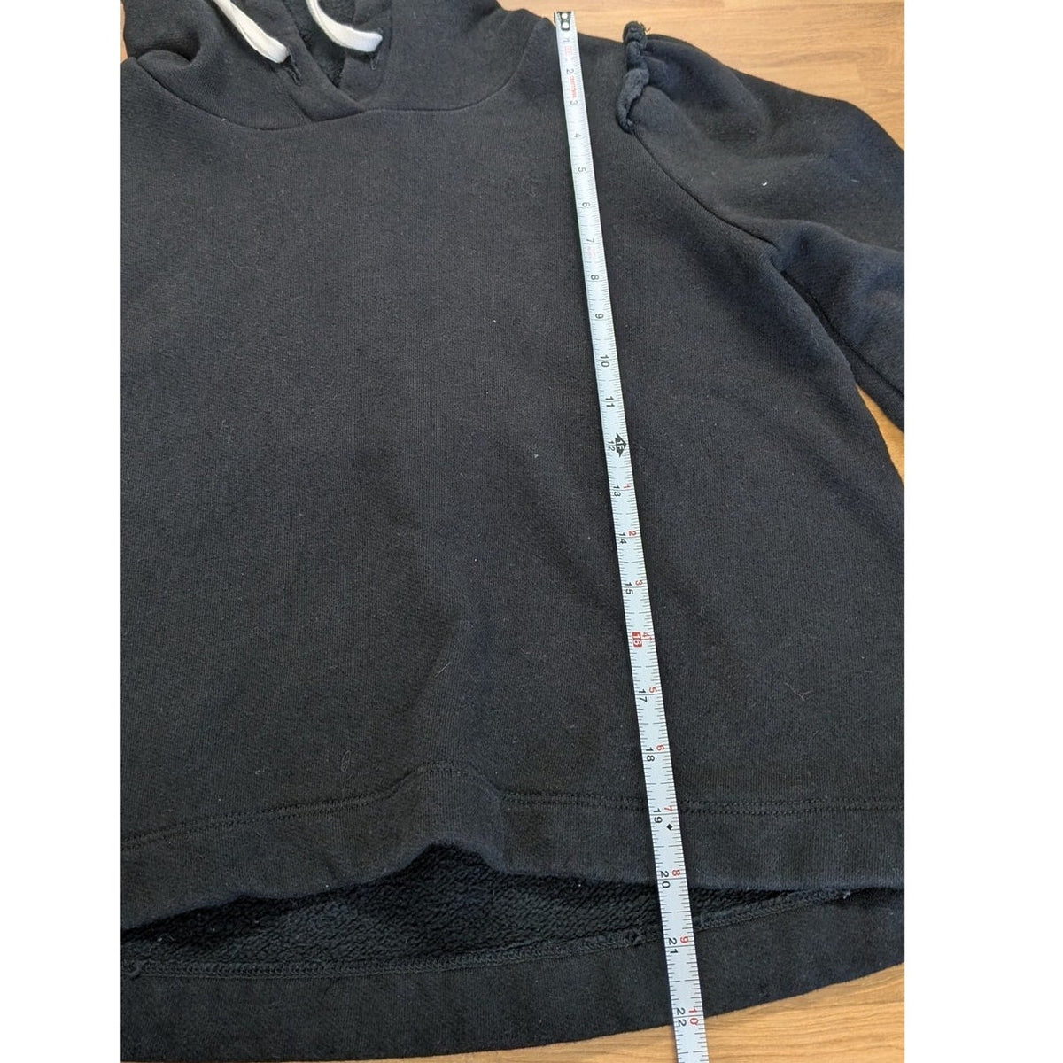 G. Label by Goop Torre Ruffle Puff Sleeve Hoodie Black M
