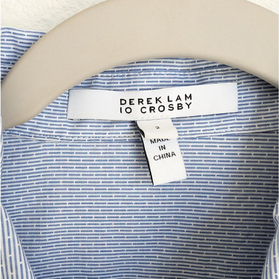 Derek Lam 10 Crosby Blue Striped Long Sleeve Tie Waist Shirt Dress, size 2/S