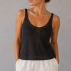 Vince Tank Womens M Black Cotton Knit Crochet Sleeveless Round Neck