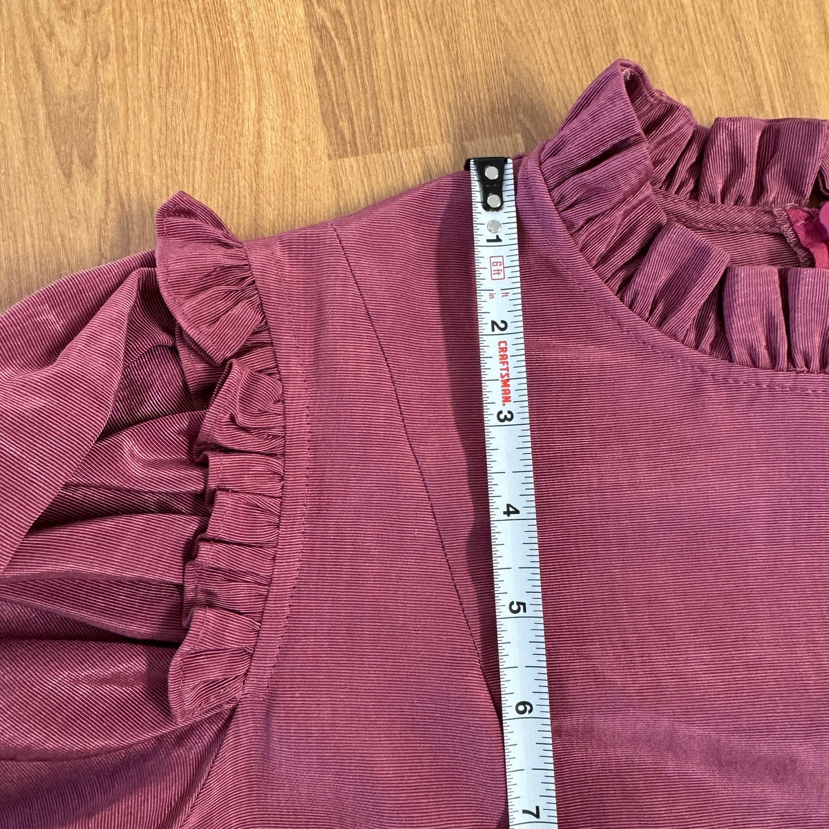 Batsheva Short Prairie Mini Dress in Raspberry Moiré Womens 8 3/4 Sleeve Mock