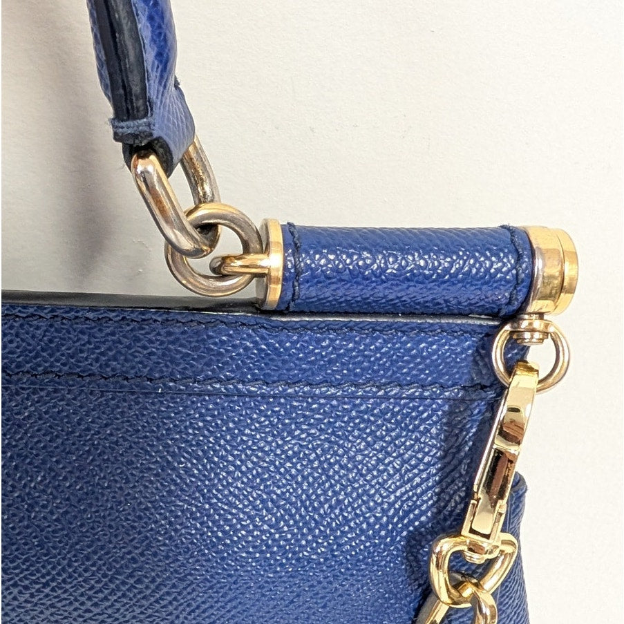 Dolce & Gabbana Leather Miss Sicily Top Handle Small Bag in Blue