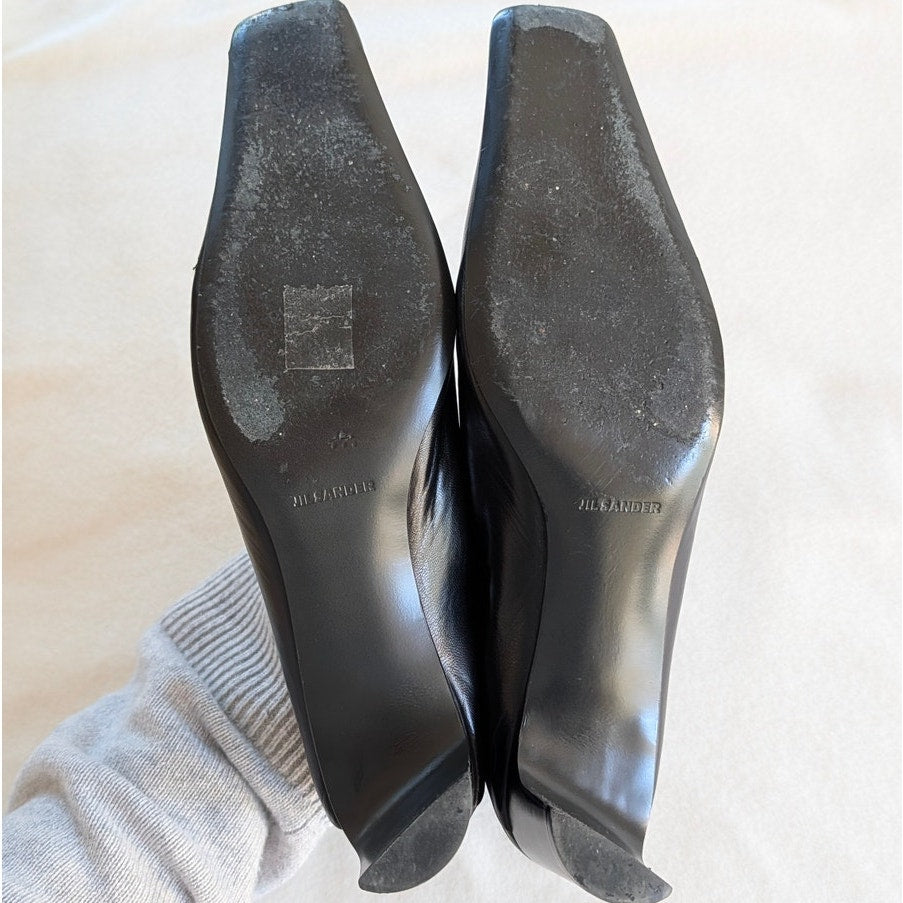 Jil Sander Tripon Pumps Womens EU 39.5/ US 9.5 Leather Court Square Toe Slip On