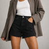 Frame Le Brigette Mini Short Womens 25 Black Denim Cotton High-Rise Raw Cut NWOT