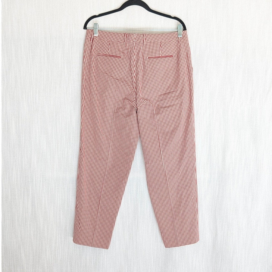 Berwich Laura 67 Pants Womens IT44 US 8 Red Gingham Check Wool es1508x Italy NWT