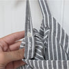 Veronica Beard Grant Cold Shoulder Gray/White V-Neck Button Striped Top, size 8