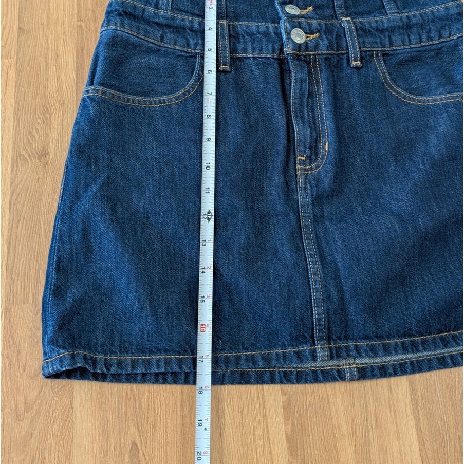 Re/done Denim Corset Mini Skirt Womens 27 Indigo Flow Cotton Button Front