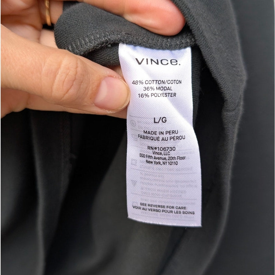 Vince. Dark Green Garment Dye Cotton Long-Sleeve Henley Shirt Top, size L
