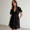 See by Chloe Silk Cutwork Detail Dress Womens 6 Black V-neck Short Sleeve Mini