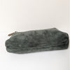 Brunello Cucinelli Green Suede Leather Pouch Cosmetic Bag Rare Womens Zipper