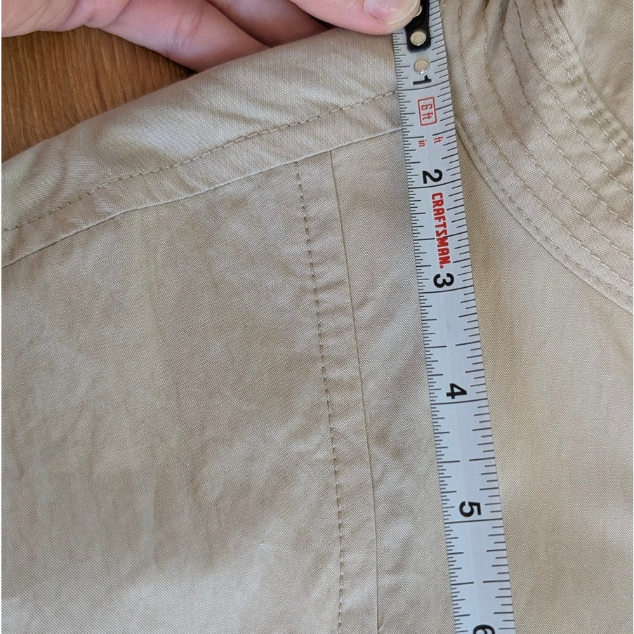 Vince Cotton Trench Coat Womens XL Beige Full Zip Self-Tie Belt Long