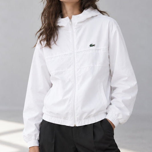 Lacoste Sport Water-Resistant Tennis Track Jacket Size S White Logo Full Zip