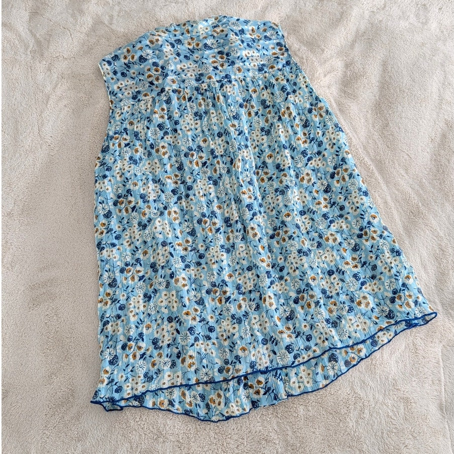 Anthropologie Anna Sui Forget Me Not Floral Silk Sleeveless Button Blouse, sz 2