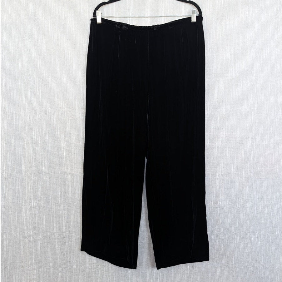 Armani Collezioni Velvet Dress Pants Womens 14 Black High-rise Wide Leg Ankle
