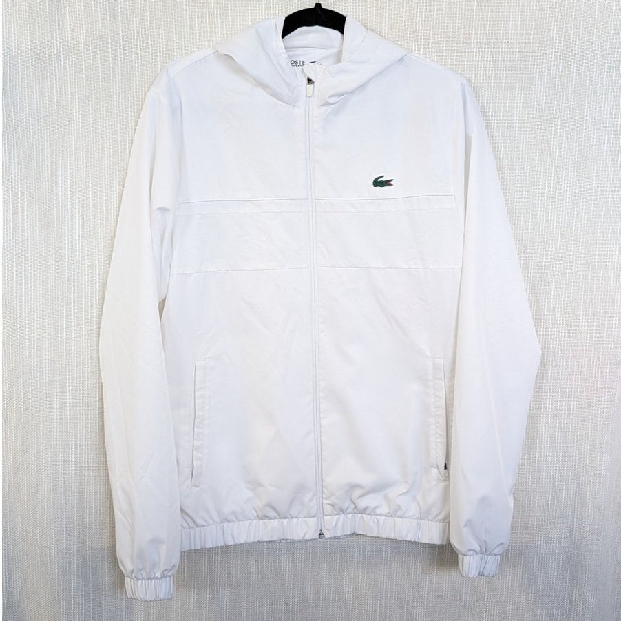 Lacoste Sport Water-Resistant Tennis Track Jacket Size S White Logo Full Zip