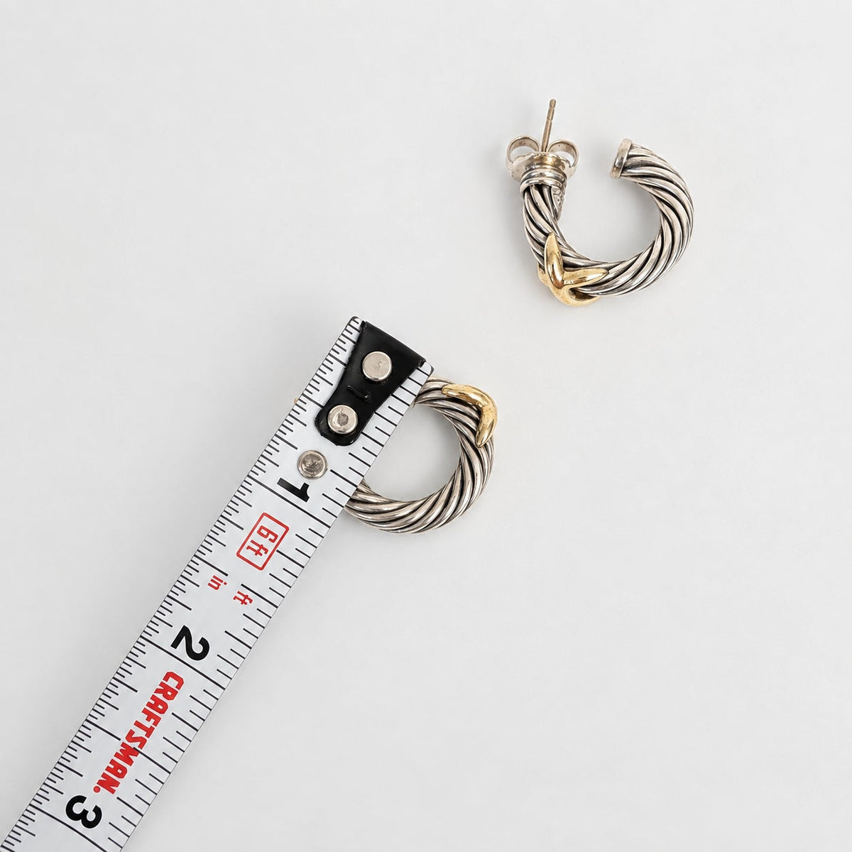 David Yurman Two-Tone X Crossover Hoop Earrings Silver/Gold