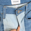 Frame Paneled Two-Tone Split-Hem Patchwork High-rise Wide-Leg Jeans Womens 27