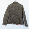 Burberry Quilted Jacket Coat Women's L Green Button Front Long Sleeve Checked
