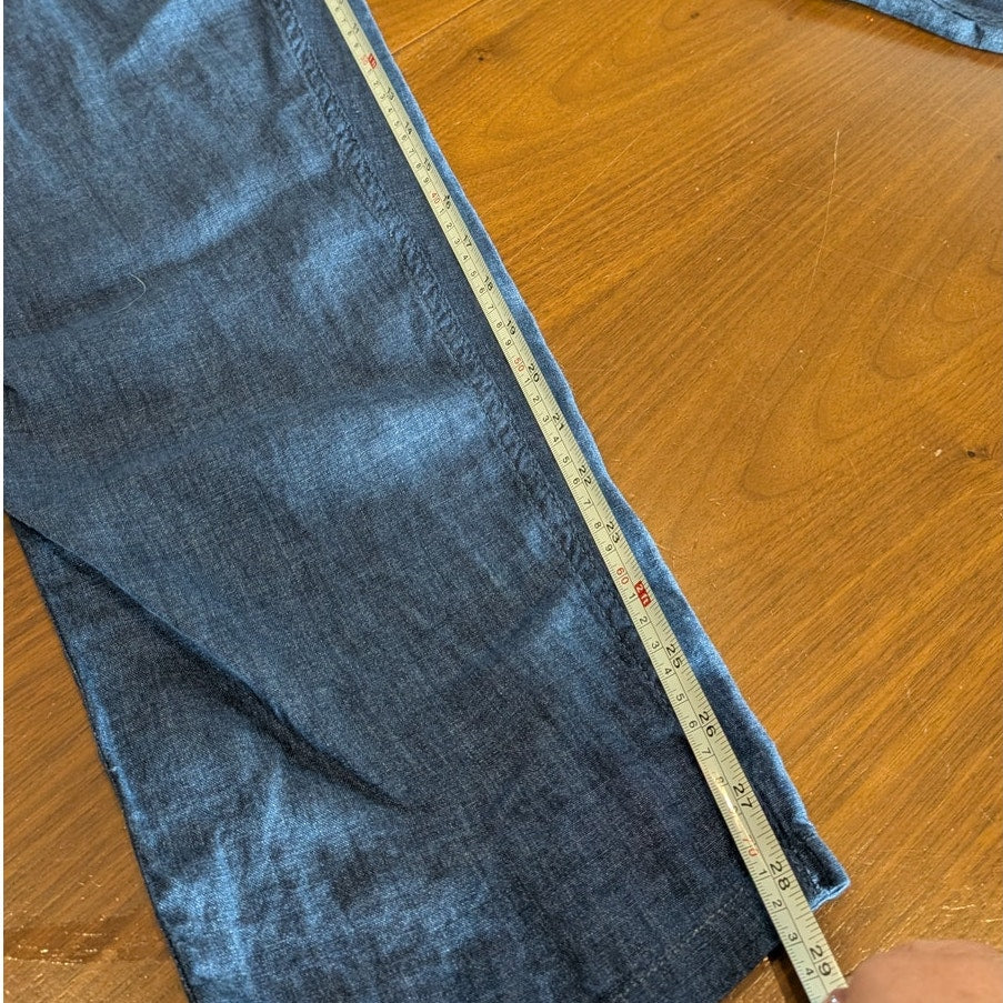 NWT Octobre Agnel Mottled Blue Chino Linen High Rise Trouser Pants, Size XL