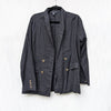 Saks Fifth Avenue Black Double Breasted Oversized Linen Cotton Blazer, size M