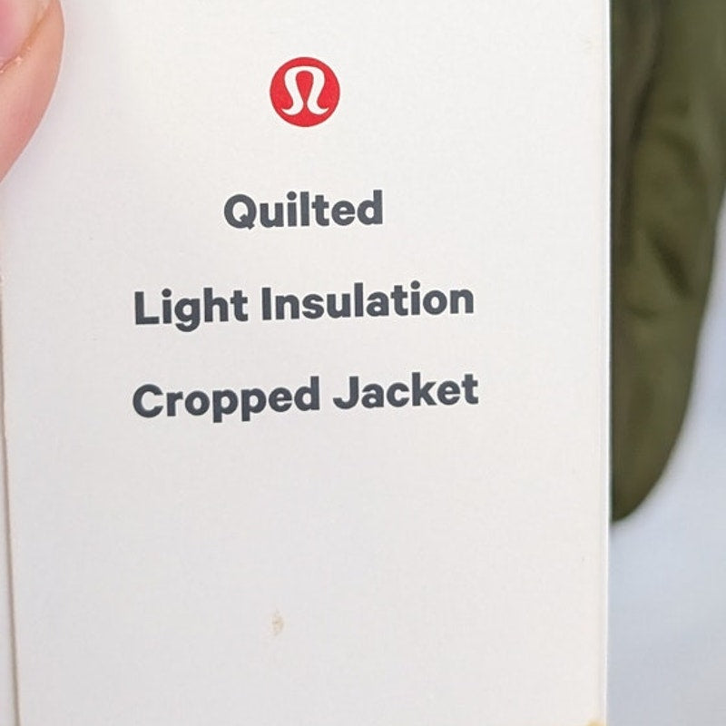 Lululemon Quilted Light Insulation Cropped Jacket W4BXTS Womens 8 Green NWT