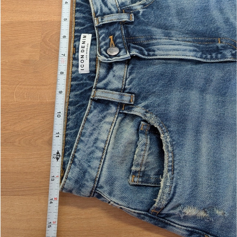 ICON DENIM LA Kiki Jeans Womens 25 Smoke BlueMid-rise Wide Leg Cuffed Hem