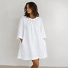 Jenni Kayne Linen August Dress Womens L White Relaxed Mini Shirt 3/4 Sleeve