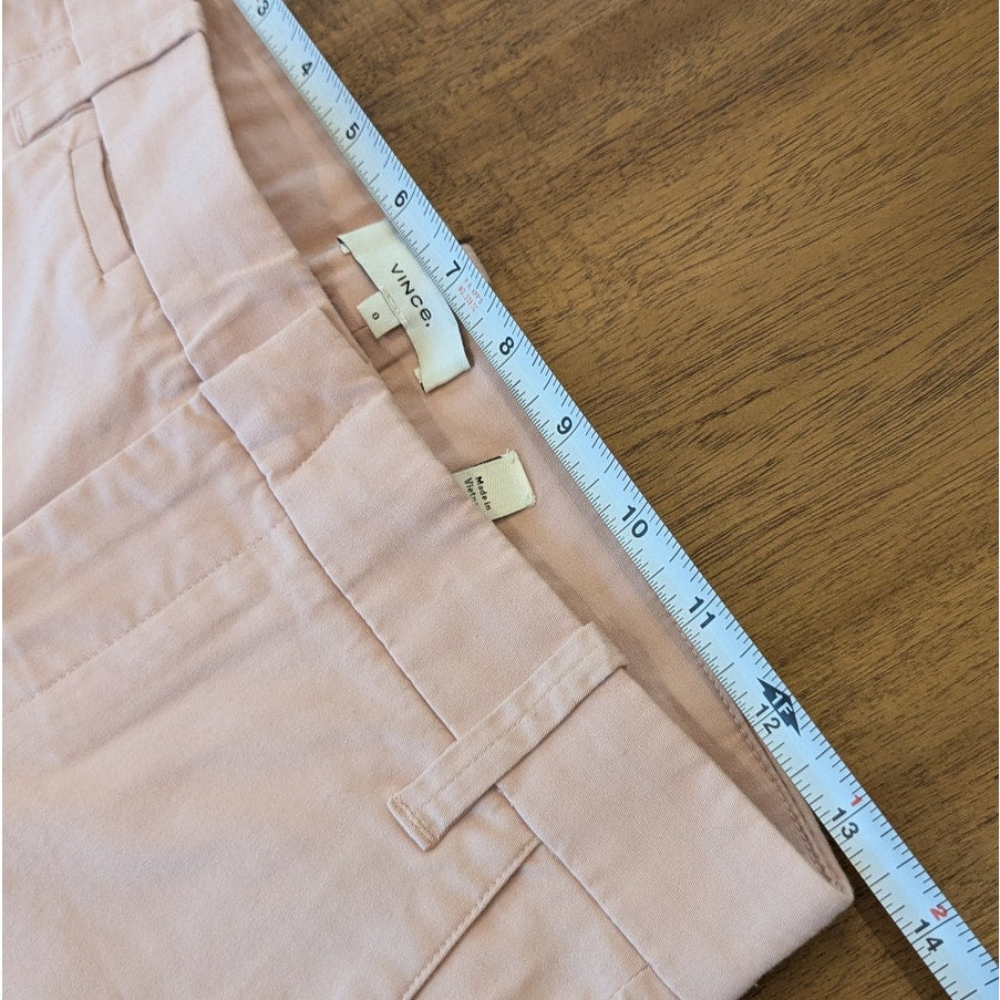 Vince Bermuda Shorts Womens 0 Pink Cotton Stretch Mid-rise Chino Long