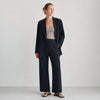 Yasemin Ozeri 2PC Set Black Flowy Double-breasted Blazer M Dress Pants S