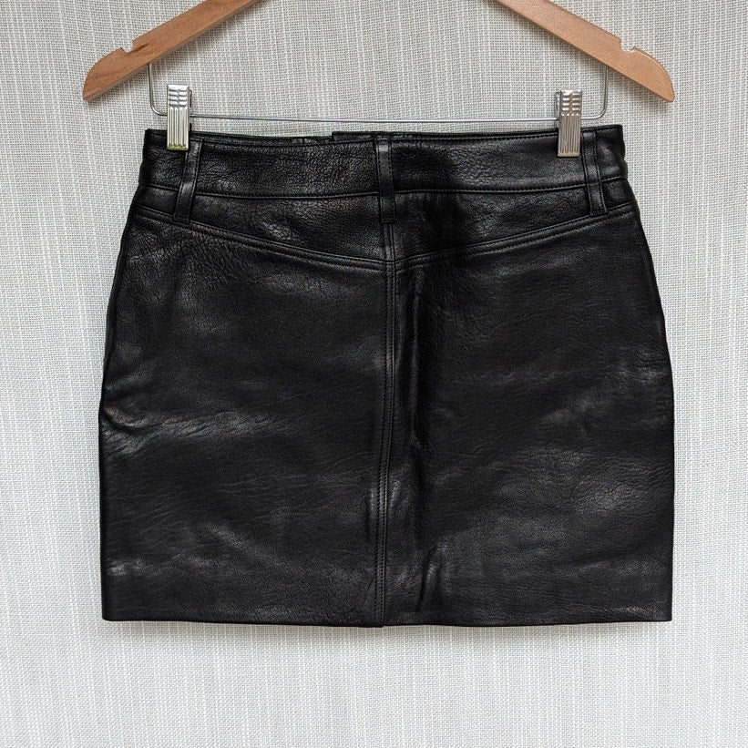 Anine Bing Steel Mini Skirt Womens S Black 100% Lamb Leather Zipper NWT