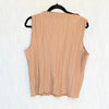 Anine Bing Rondi Pleated Top Womens L Brown Crepe Sleeveless Straight Mock Neck