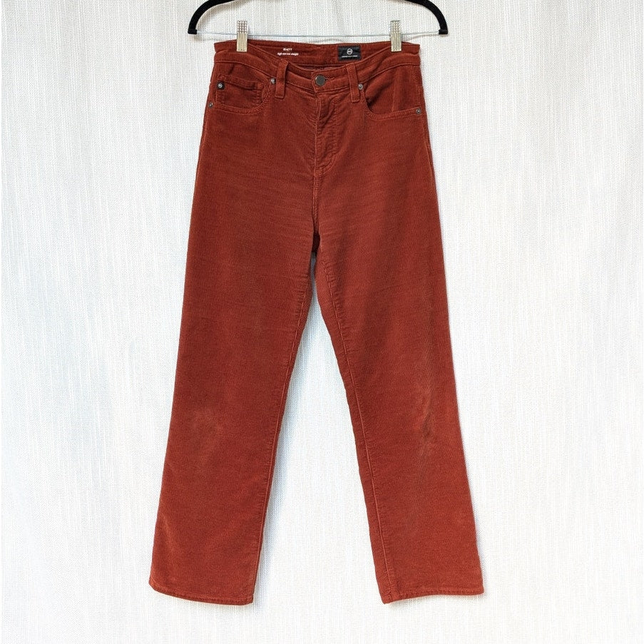 Ag Adriano Goldschmied Rhett Corduroy High Waist Straight Cropped Jeans, size 25