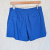 L'agence Linen Blend Mini Shorts with Elegant Drape Womens 10 Blue High Waist