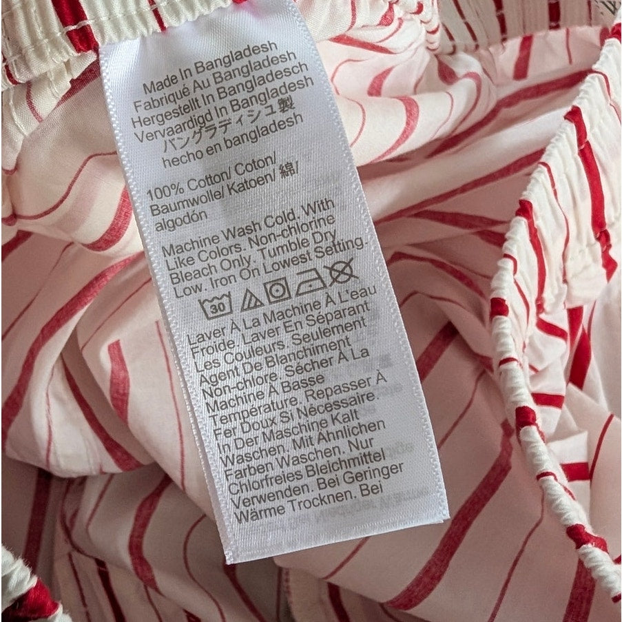 J.Crew Pajama Set in Cotton Poplin Womens M Ivory/Red Stripe Shirt & Pants NWOT