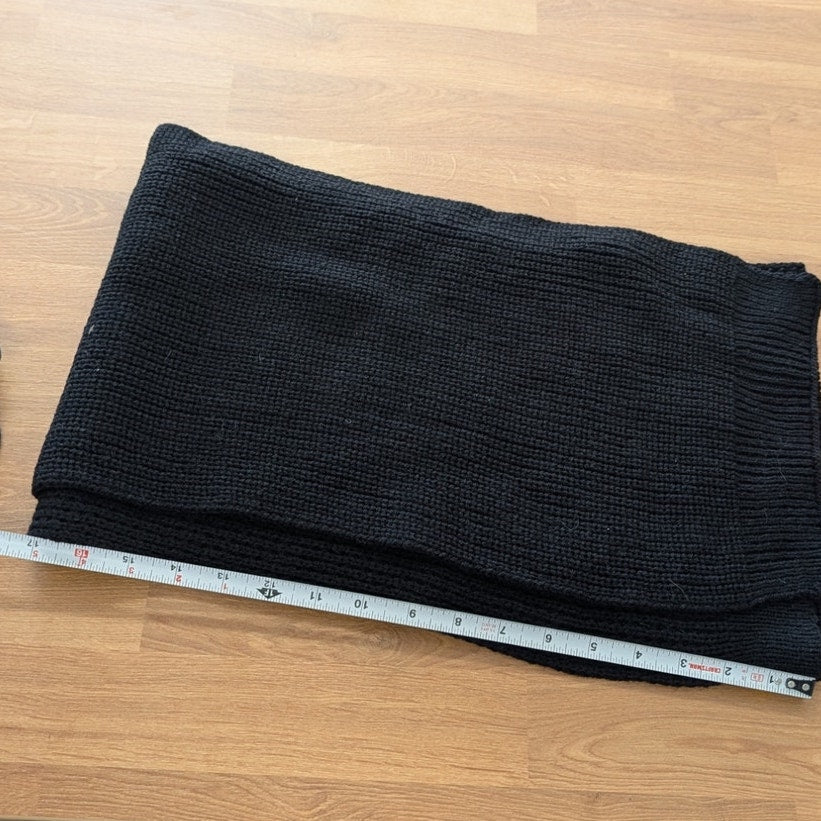 AllSaints Black Knit Winter Set Beanie Scarf Gloves 30% Wool Womens