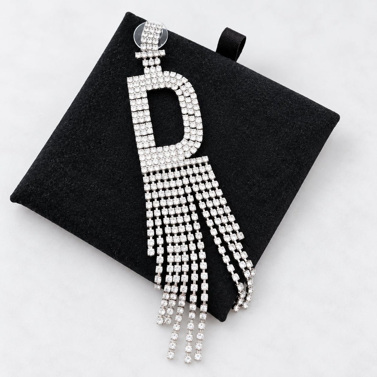 Shashi Silver Rhinestone Alphabet Letter D Crystal Single Earring