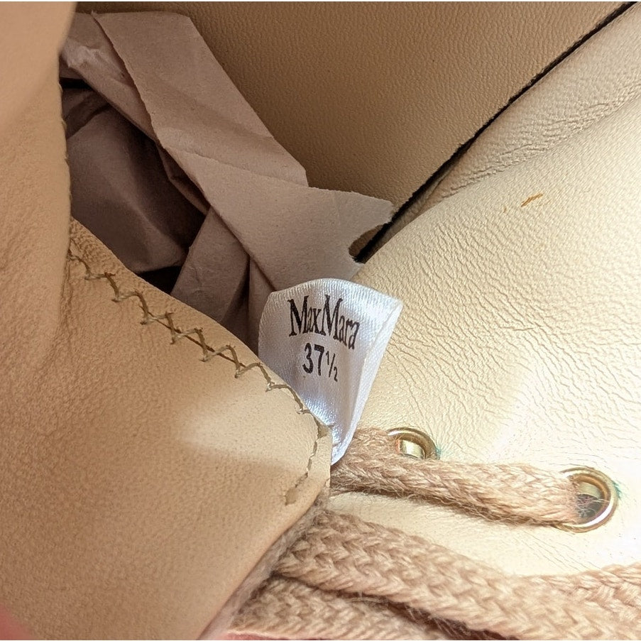 Max Mara Tunny Beige Textile/Leather Platform Sneakers, size EU37.5/US7.5