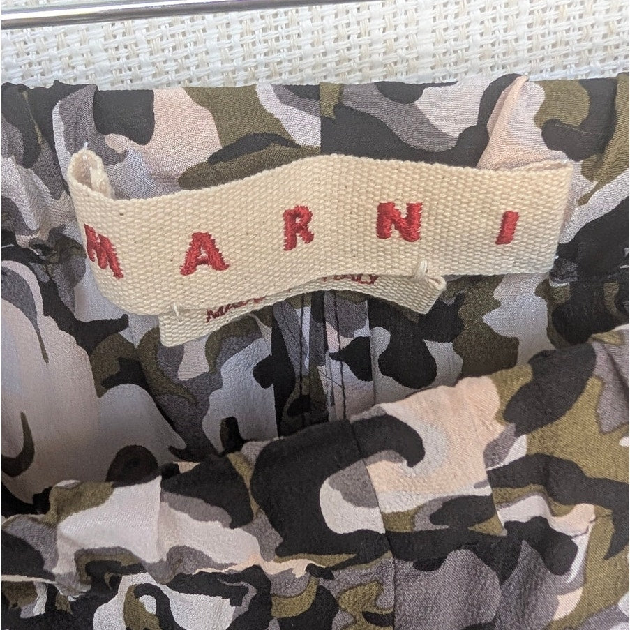 Marni Marken 100% Silk Crepe Trouser Womens 40/US4 Lawn Green High-rise Cropped