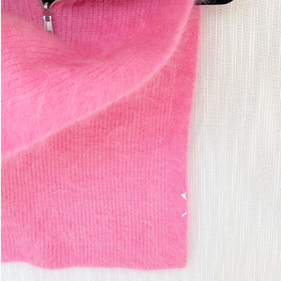 COS Open-Side Mohair Vest Womens OS Pink Sleeveless Half Zip