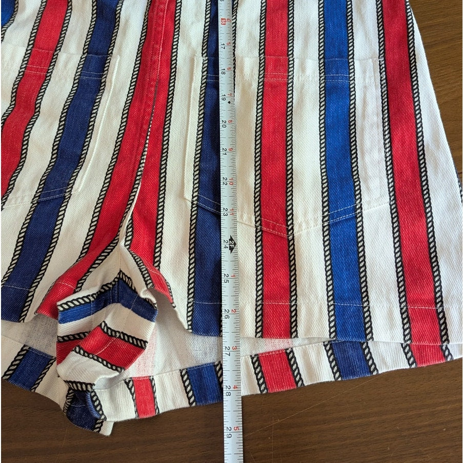 Show Me Your Mumu Striped Trude Romper Denim Short Overalls, size XS