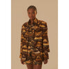 Farm Rio Shuhu Brown Cutout Single-breasted Long Sleeve Blazer Jacket, size L