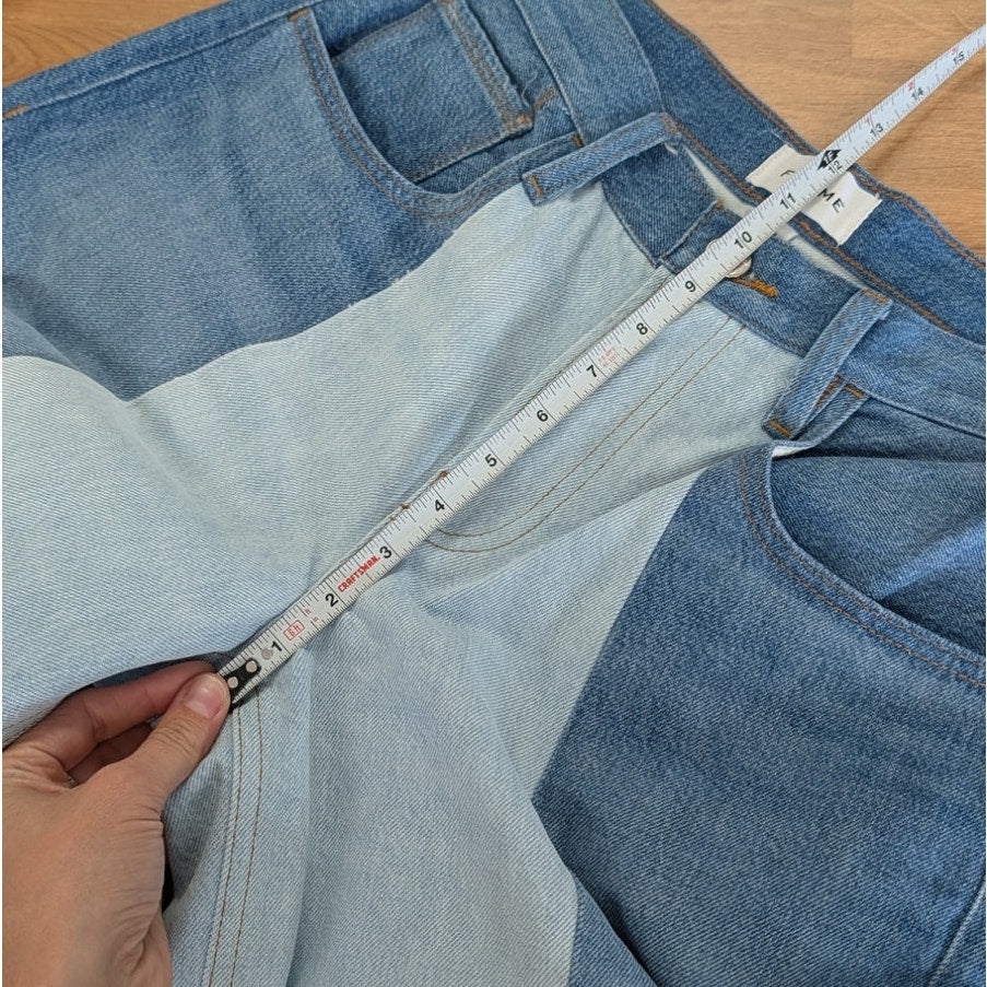 Frame Paneled Two-Tone Split-Hem Patchwork High-rise Wide-Leg Jeans Womens 27
