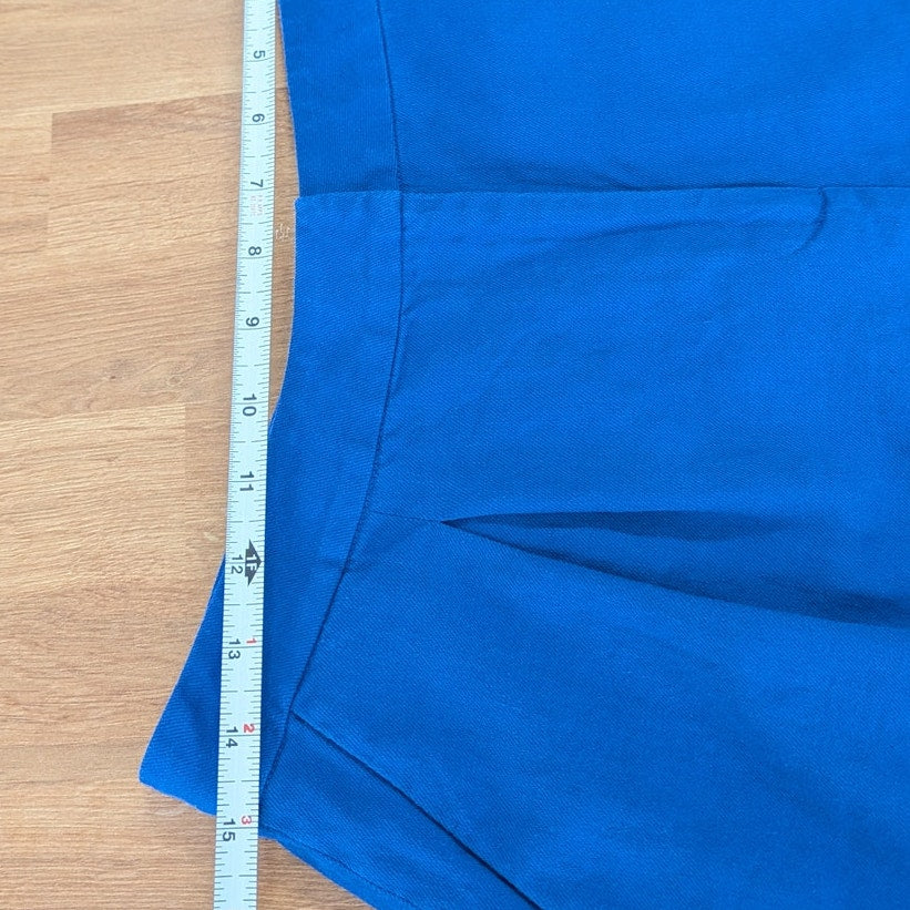 L'agence Linen Blend Mini Shorts with Elegant Drape Womens 10 Blue High Waist