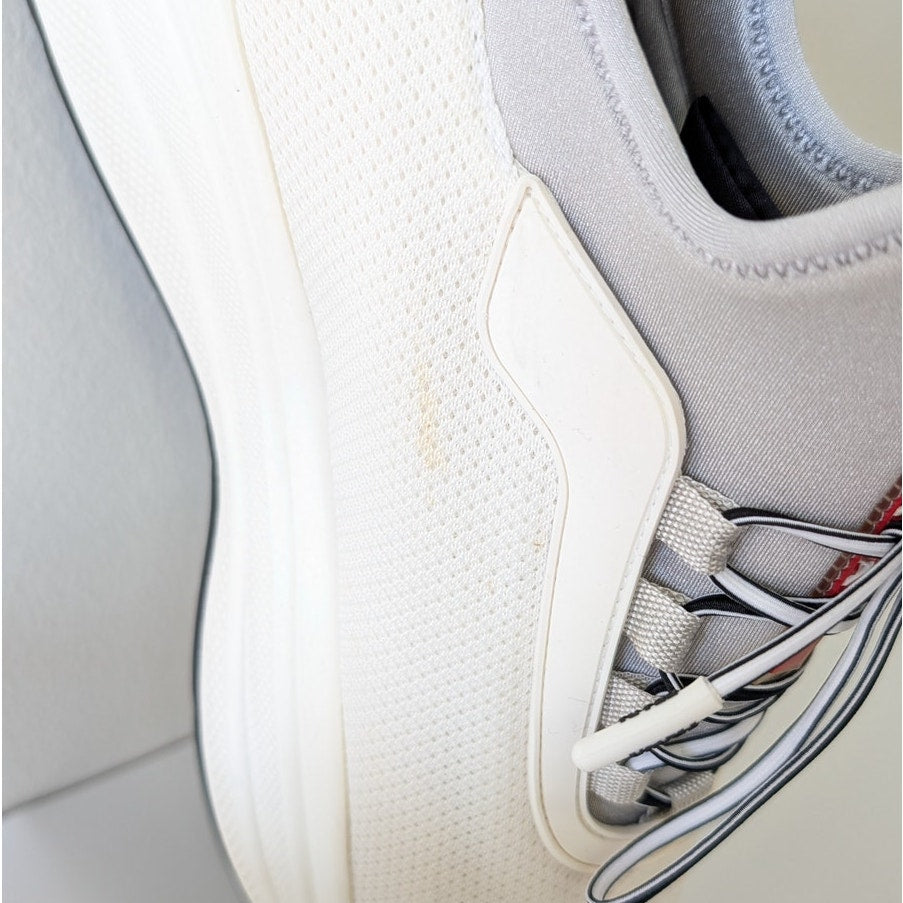 Prada Bicolor Slip On Lace Sneakers Womens EU39.5/US 9.5 White Neoprene Logo