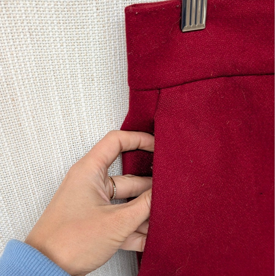 COS Red Wool Blend High Rise Straight Leg Trouser Pants, size EU34/US4