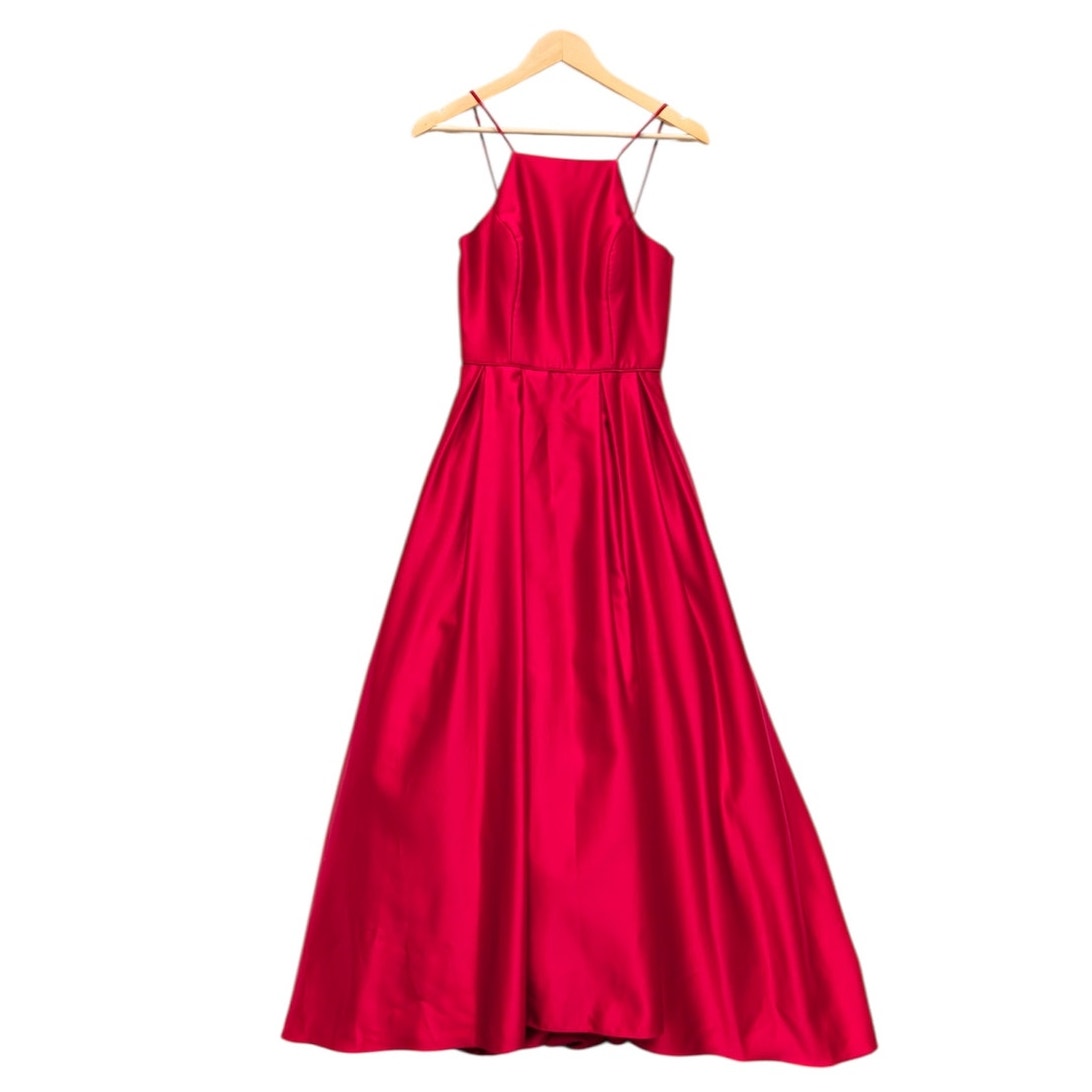 Avery G Red Ball Gown Prom Formal Evening Satin Long Sleeveless Dress, size 6