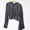 NWT L'Academie Maisel Black Satin Long Sleeve Blouse Top, size S