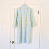 Metropolitan plaid blue/yellow long sleeve cotton blend midi shirt dress, size 1X