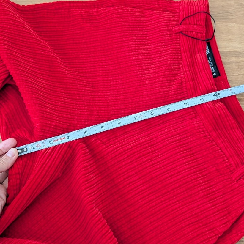 Zara 1255/507/600 Cord Pants Womens S Red High-rise Straight Full Length NWOT
