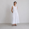 Fabiana Filippi Linen Midi Dress Womens 8 White Drawstring Waist Sleeveless