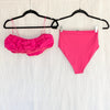 Zara Balloon Swim Bikini Set Womens M Ruffle Sleeveless Top & High Waist Bottoms